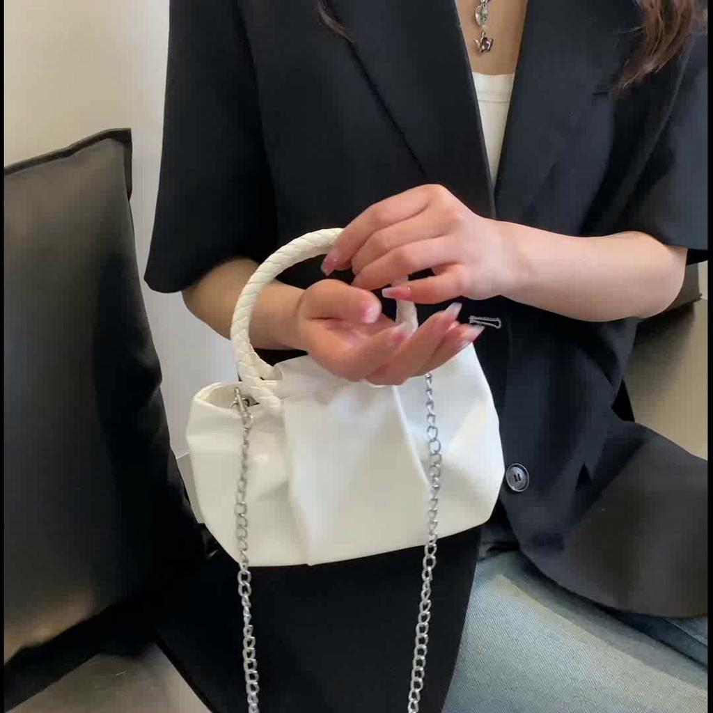 Women Crossbody Bag Soft Leather Solid Minimalist Female Single Shoulder Bags Fashion Pleated High Quality Messenger Bag