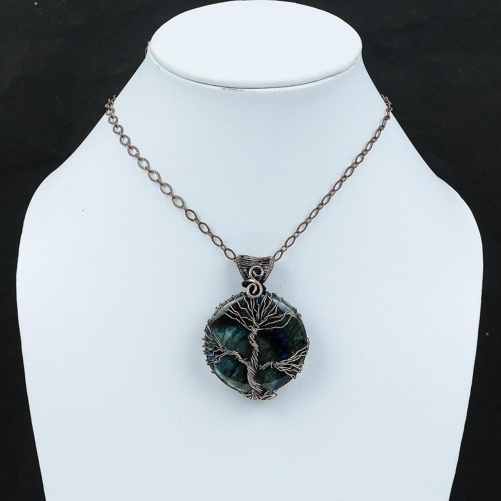 Tree Of Life Labradorite Pendant Copper Wire Wrapped Jewelry Gemstone Pendant Tree Of Life Jewelry Handmade Pendant Copper Jewelry For Gift