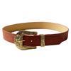 American denim red embossed decorative belt, full set of engraved hardware five-star horseshoe buckle western retro belt