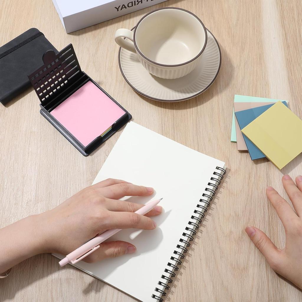 Sticky Note Stencil with 5 Types Stencils 3x3 Notes Holder Stencil Memo Sticky Note Holder Dispenser with Stencils Reble Notes Holders with Template