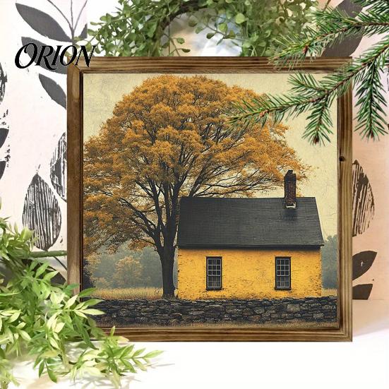 Rustic Solid Wood Picture Frames Wooden Wall Art Frame, Autumn Harvest Pumpkin Wheat Fall Decor, Memory Holder for Photos Farmhouse 2D Flat