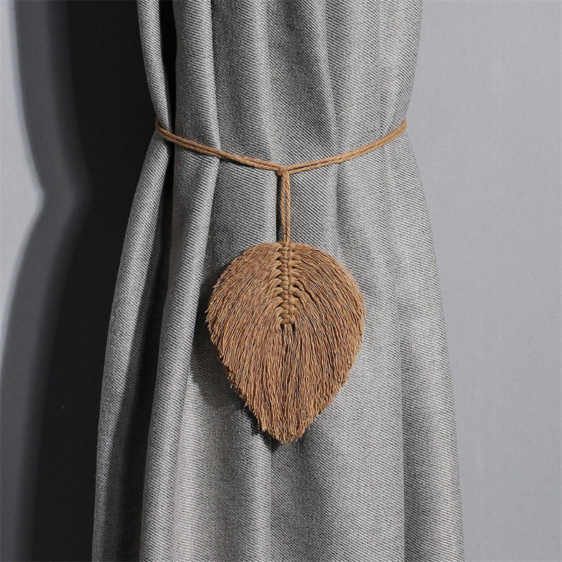 Leaf Macrame Curtain Tie Backs Hand-Woven Cotton Tassel Curtain Straps Tie Decorative Accessories for Living Room Boho Decor