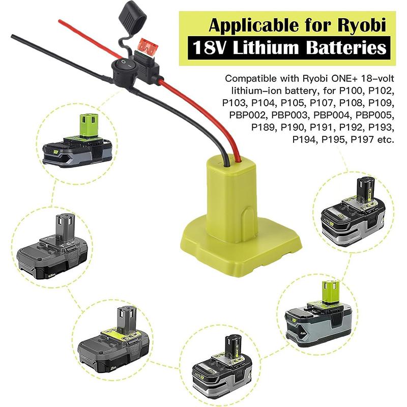 1ks 18V Akumulátor pro elektrické nářadí Lithium DIY Výstupní adaptér Měnič s kabelem Pro Ryobi