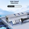 Aluminum Alloy USB C to RJ45 Networking Adapter With USB A Port And 3 USB Hubs Fast Speed 1000Mbps Ethernet Connection