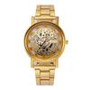 Wish Hollow Alloy Mesh Band Quartz Couple Watch - Imitation Mechanical Design