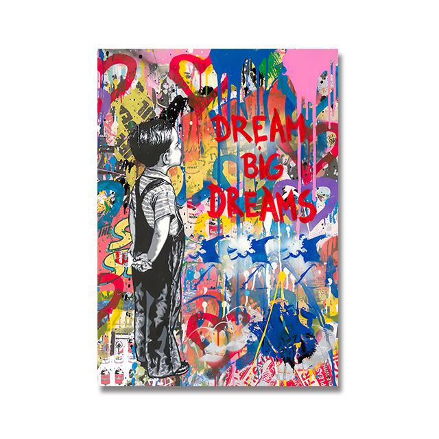 Hot Ball Child Graffit Canvas Painting Banksy Ballon Girl Dream Big Dreams Posters Street Wall Art Pictures Cuadros Home Decor