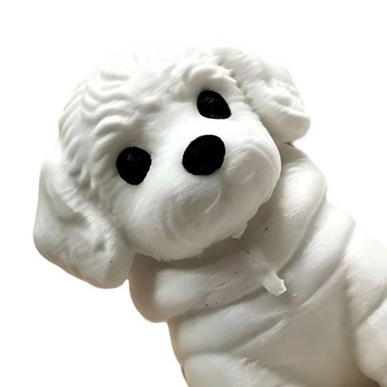 3D-gedruckte sitzende Hundefigur, Mini-Hundestatue in Weiß für Schreibtischdekoration, Modernes Tierform-Ornament für Zuhause, Büro, Bücherregal