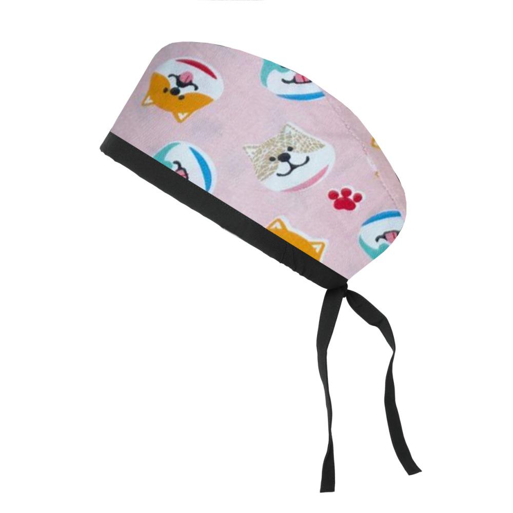 Adjustable Cotton Surgical Cap with Cartoon Print for Women and Men