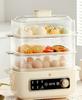 Jiesai 3-Layer Smart Electric Steamer: Multi-Functional Automatic Breakfast Machine with Large Capacity.