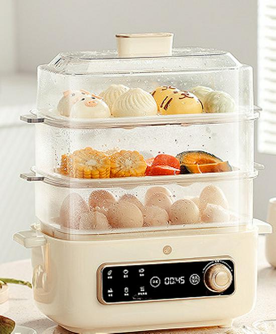 

Jiesai 3-Layer Smart Electric Steamer: Multi-Functional Automatic Breakfast Machine with Large Capacity.