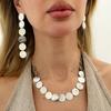 Fashion Metal Geometric Round Piece Splicing Necklace Women'S, Cold Wind Sequins Tassel Long Earrings