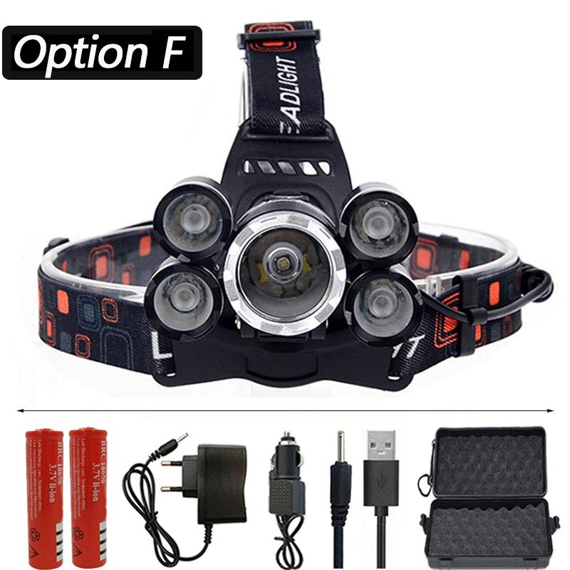 Kafa Işık Lambası Güç El Feneri Torch Far Far Sensörü Led Ampuller 2x 18650 Pil 30 w 4 Mod Lityum pil