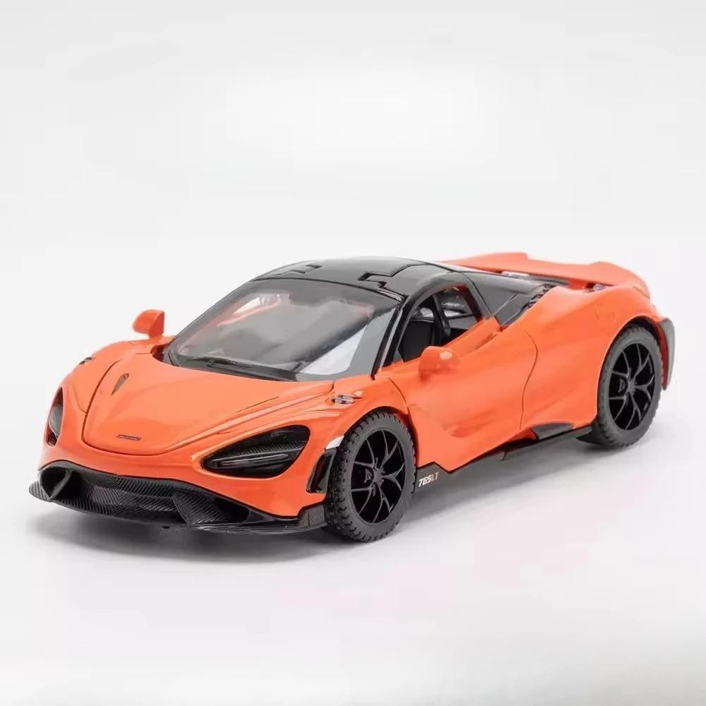 1:32 600LT 765LT Modell Legierung Druckguss Auto Spielzeug Ornament Türen Geöffnet Sound Licht Rückzieher Miniatur Fahrzeug für Kinder Perfektes Geschenk