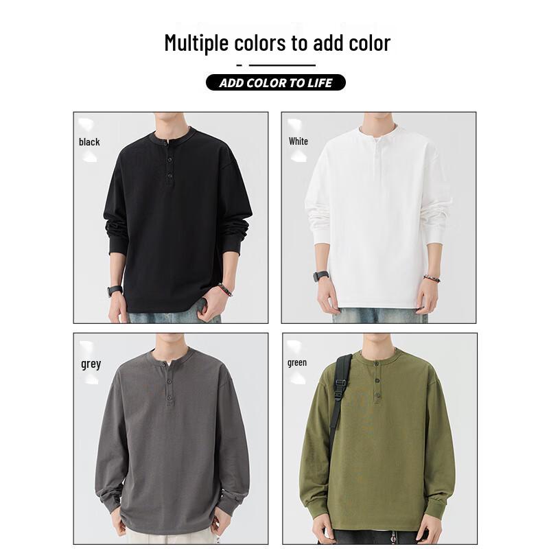 Jeanswest Men's Pure Cotton Henley Long Sleeve T-Shirt