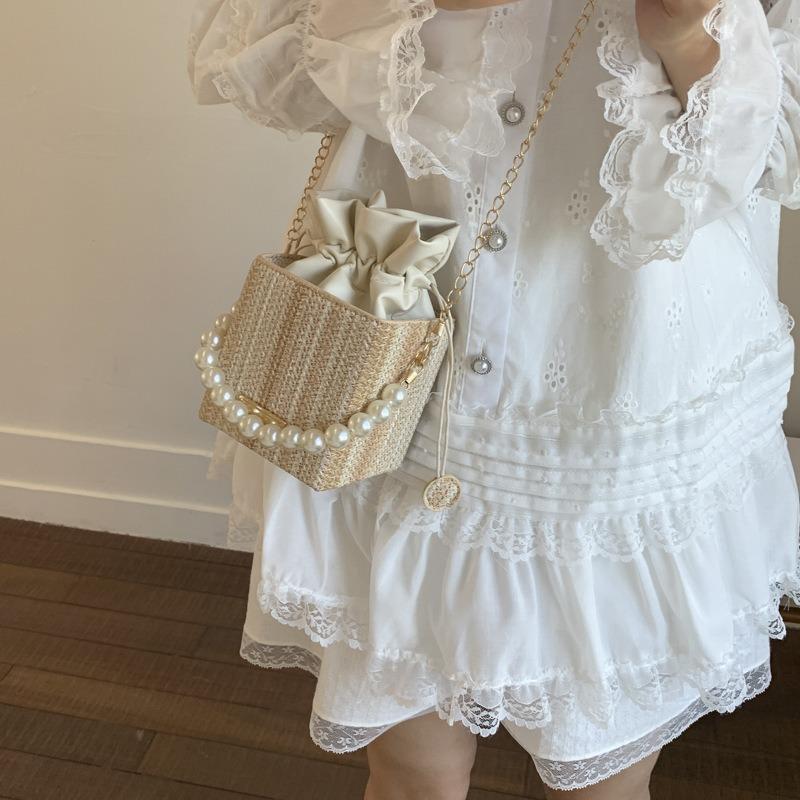 Summer small bag women's new trendy fashion simple fashion trend pearl portable chain messenger bag