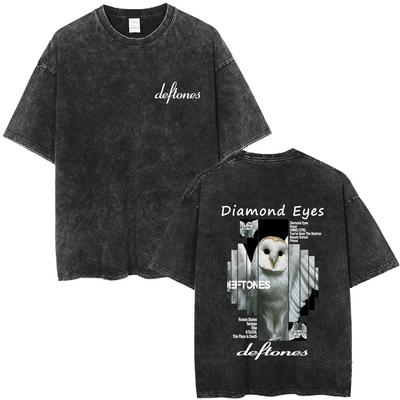 Washed Vintage Deftones Diamond Eyes Album Graphic T-shirt Men Women Retro Rock Pop Music T Shirts Men's Oversized Short Sleeve