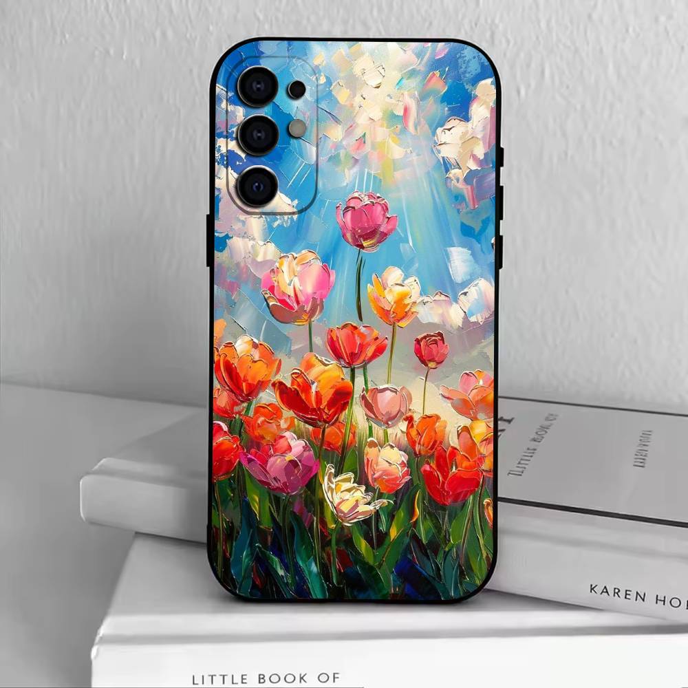 Van Gogh Monet Oil Painting Phone Case For Samsung S25,S24,S21,S22,S23,S30,Ultra,S20,Plus,Fe,Soft Silicone Black Cover