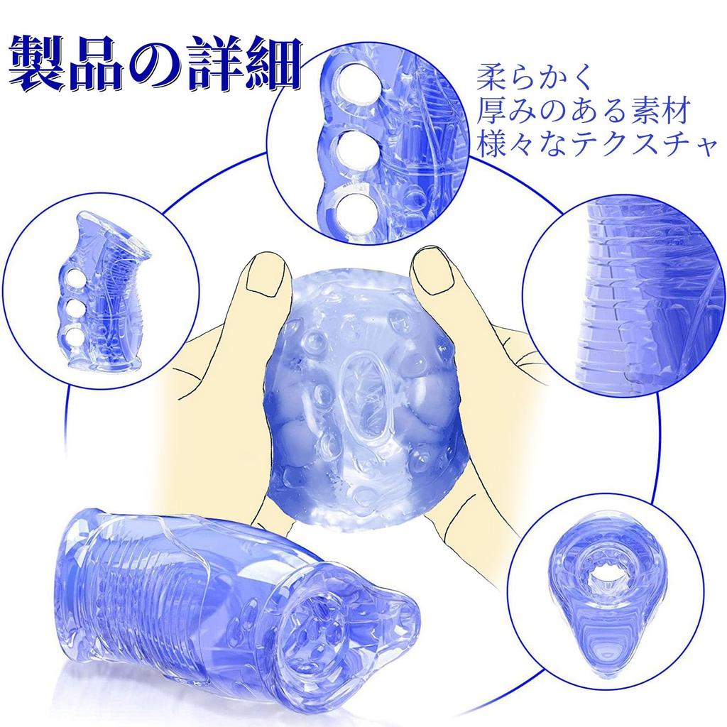 Orirya Reusable and Washable Penetrating Adult Toy for Soft TPE Masturbator with 3 Finger Blue Masturbator, Type, Men, Holes,
