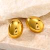Gold Color Chunky Water Drop Earrings For Women Stainless Steel Pierce Stud
