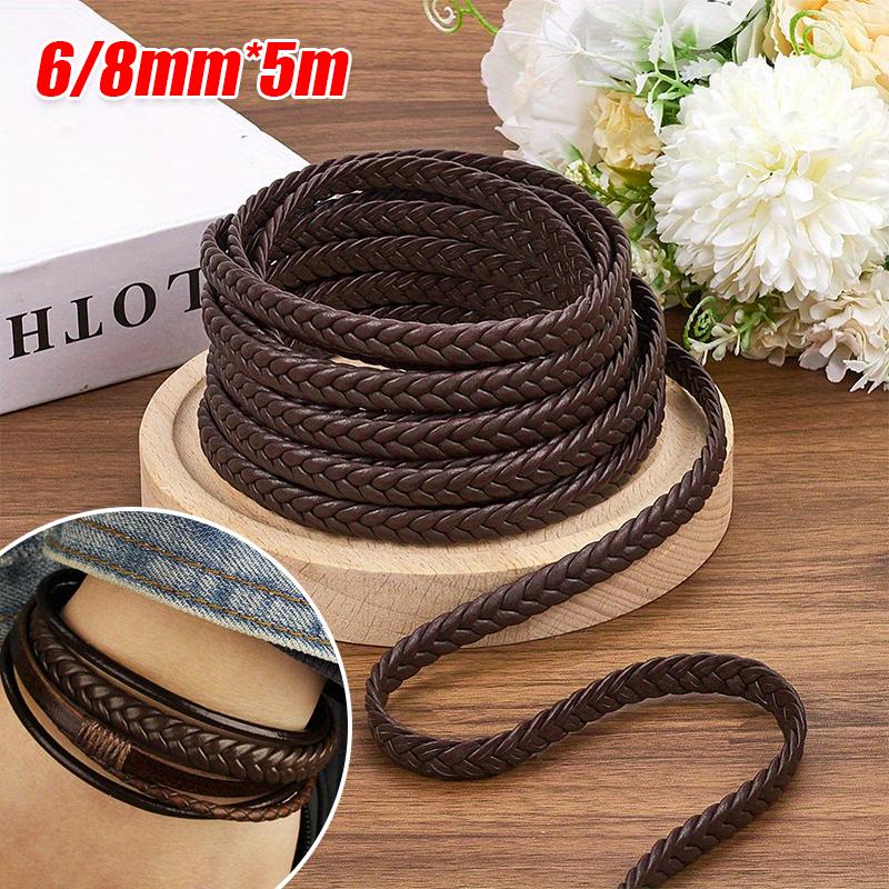 5m 6mm/8mm Tartós DIY Egyenletes Vastagságú 5 Szálas Rugalmas PU Bőr Hosszú Élettartamú Kiegészítők Gondosan Fonott Fonott Egyszínű