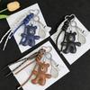 Badminton Bear Racket Keychain Cartoon Little Bear Bag Hanging Trendy Leather Bag Pendant  Gifts