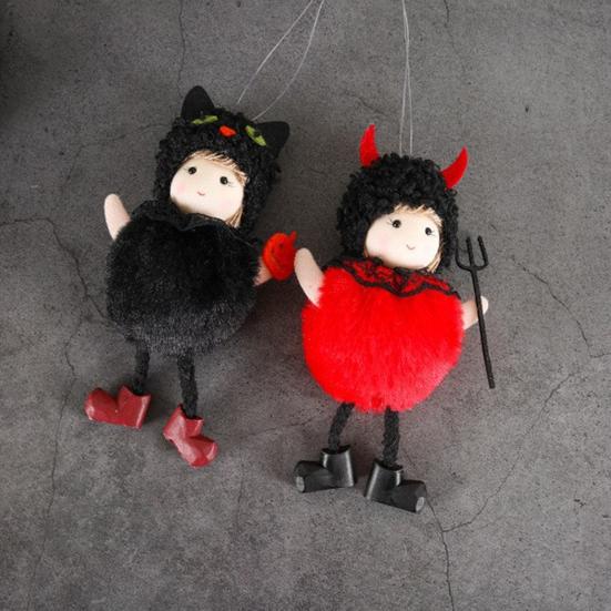 Yousheng Halloween Hanging Plush Witch Doll with Lanyard, Cute Furry Pom Pom Ball Doll Ornament for Doors Windows Trees Halloween Party