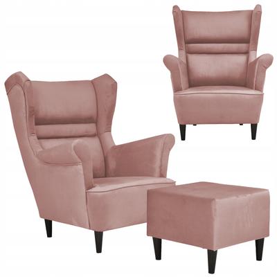 Zoja Wing Chair with Footrest Scandinavian Pink Pastel