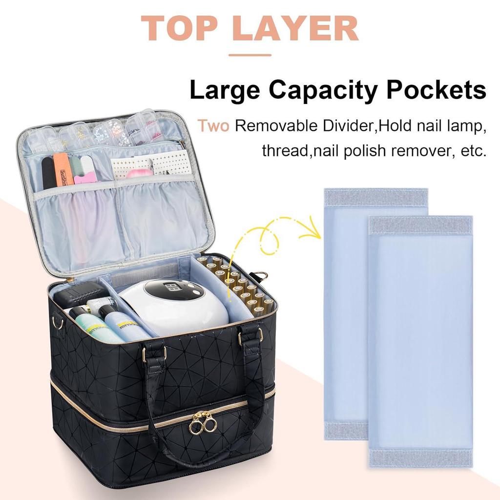 Three-Layer Detachable Nail Polish Storage Bag - Holds 84 Bottles