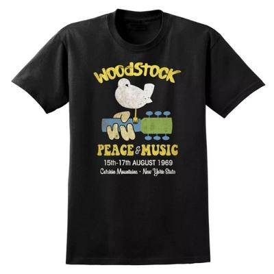 Maglietta Festival Musicale Woodstock Anni '60 Retrò Chitarra Classica Band Tee Donna Uomo
