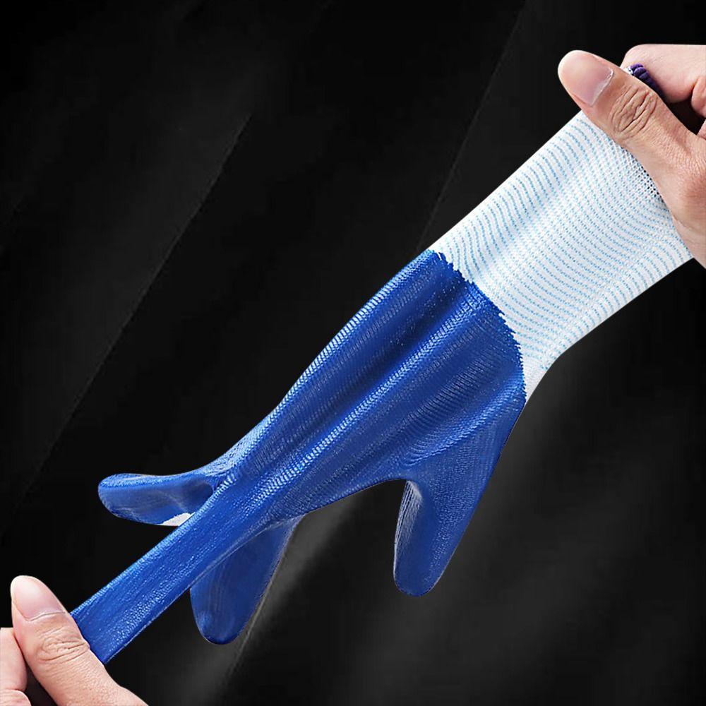 12pairs Nylon Safety Working Gloves Anti-puncture Excellent Grip Nitrile Coated Gloves Wear-Resistant Durable