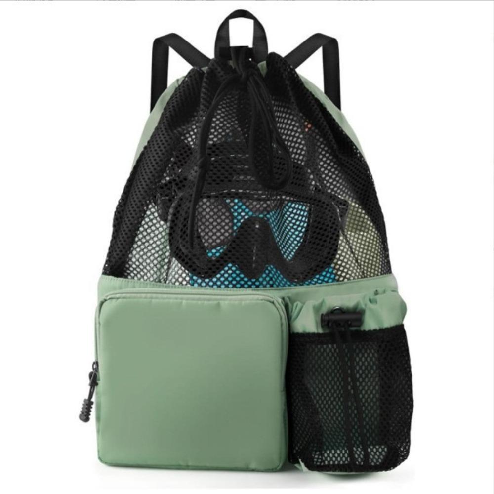 Nylon Drawstring Backpack with Wet Pocket Beach Backpack Durable Equipment Bag  Workout Gear
