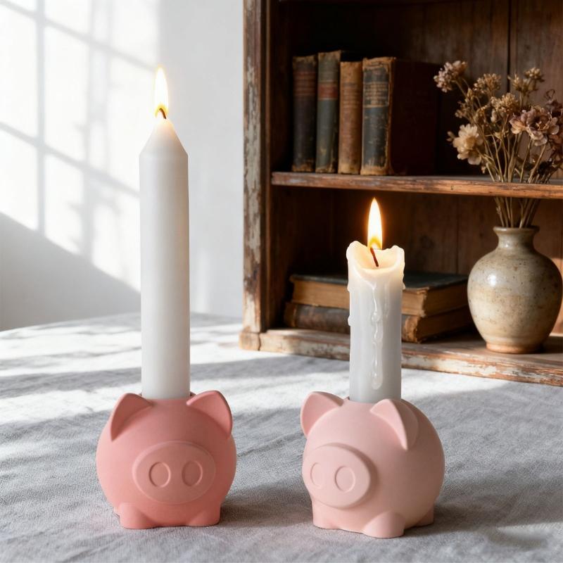 Silicone DIY Mold for Crystal Drip Glues Pig Candle Holder Base Craft Decoration Easy to Use and Clean