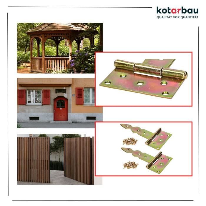 Charnière de porte en T - KOTARBAU - Acier - 150 mm - Revêtement en Zinc - Résistante à l'humidité