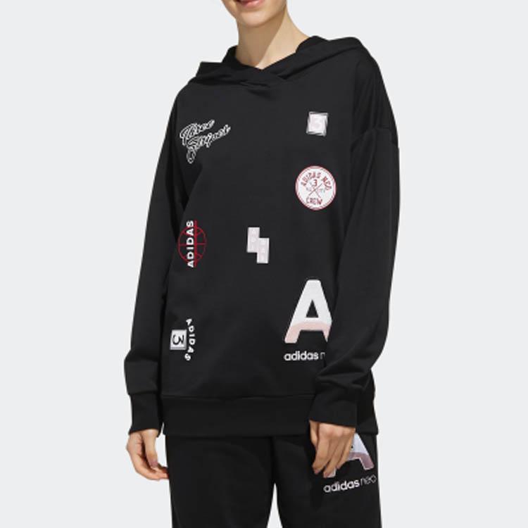 Adidas Neo Classic Sport Hoodie For Spring And Autumn Women Tops Black EI4289