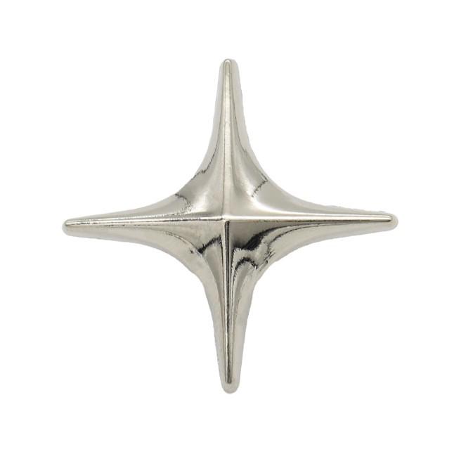 Four-pointed Star Snap Button Jacket with Cross Flower Decoration
