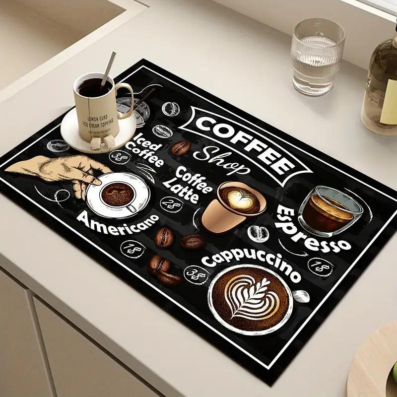 1Pcs Creative Pattern Printed Coffee Machine Mat Kitchen Counter Quick Water Absorption Utensil Drying Mat Desktop Drainage Mat