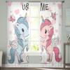 Animal Cartoon Unicorn Sheer Curtains for Living Room Bedroom Tulle Curtains Kitchen Window Treatments Panel Drapes