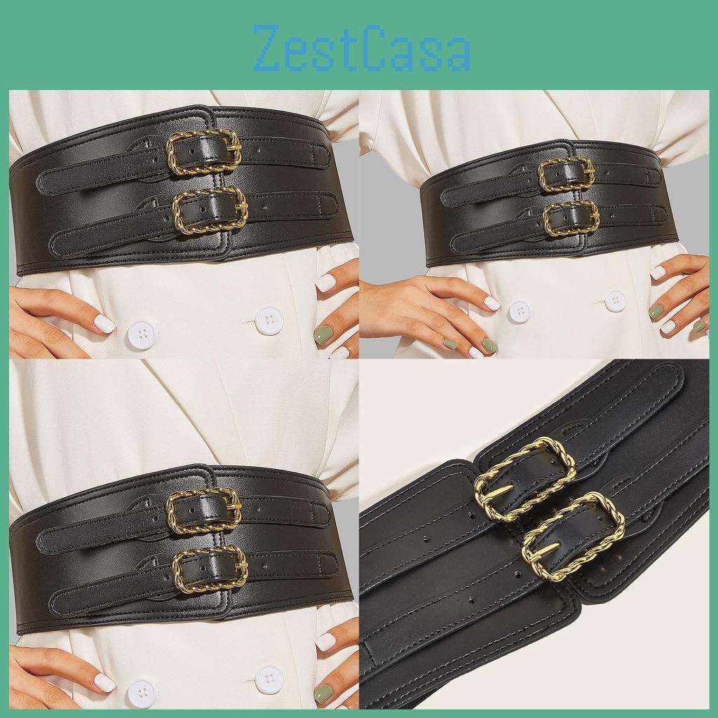 Vintage Elastic Women Waistband Waist Cincher With Double Button Buckle Twist