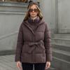 2026 New Down and Cotton Jacket for Women  Thickened and Short  Waist Cinching Design