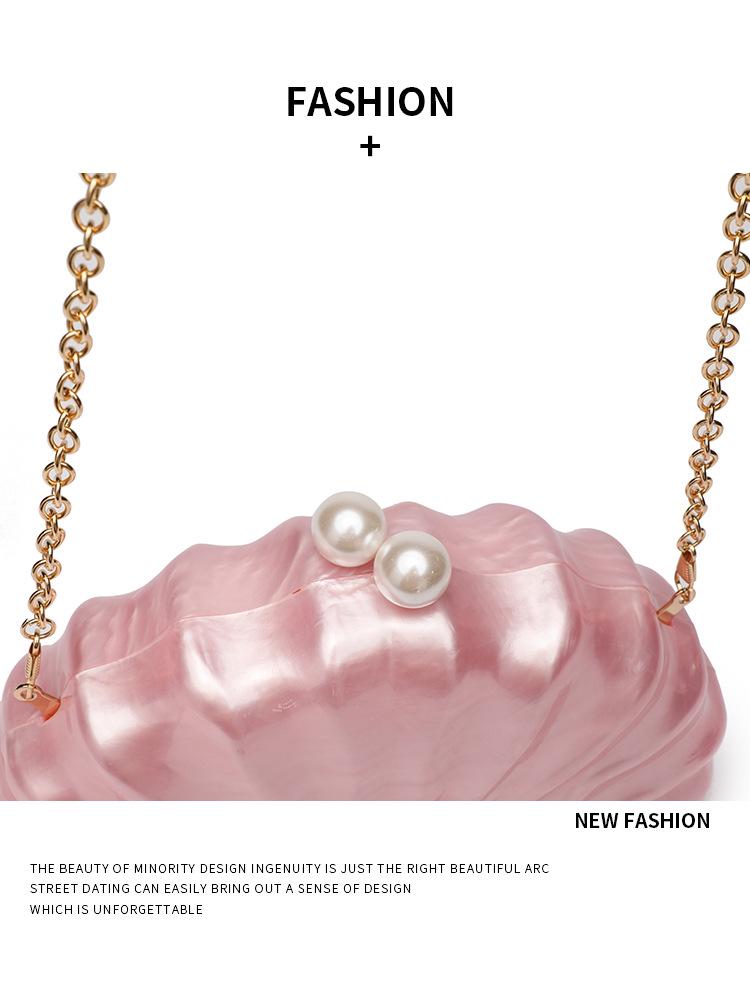 Women's Stylish One-Shoulder Crossbody Bag: Irregular Shell Acrylic Clutch for Weddings & Banquets
