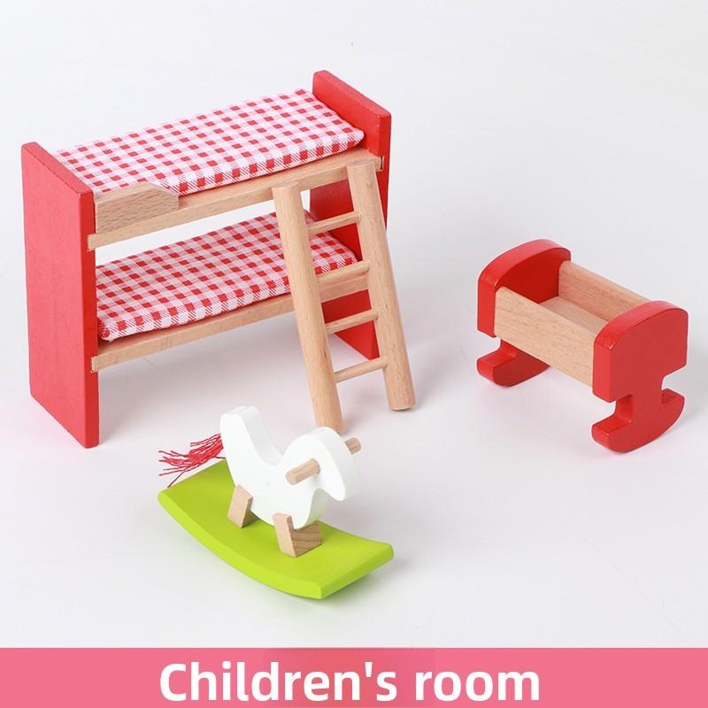 Simulering Mini Tre Soverom Kjøkken Stue Barn Scenesett Leke