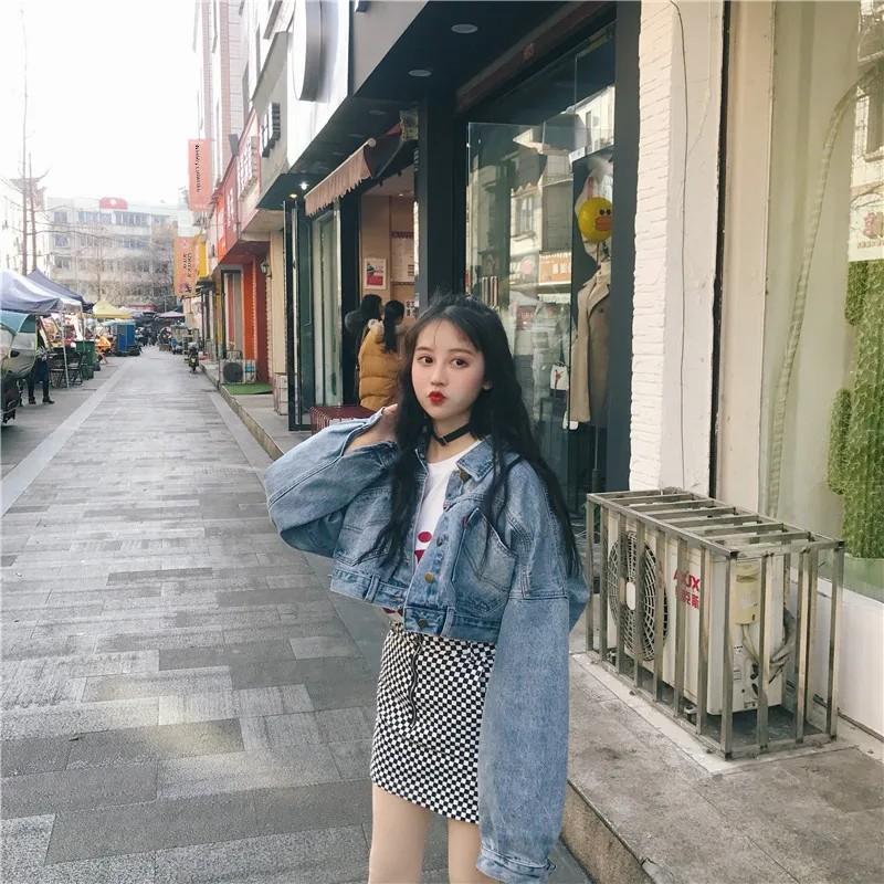 Giacca di jeans vintage coreana da donna per primavera e autunno, manica a pipistrello senza maniche, corta, versatile, vestibilità larga