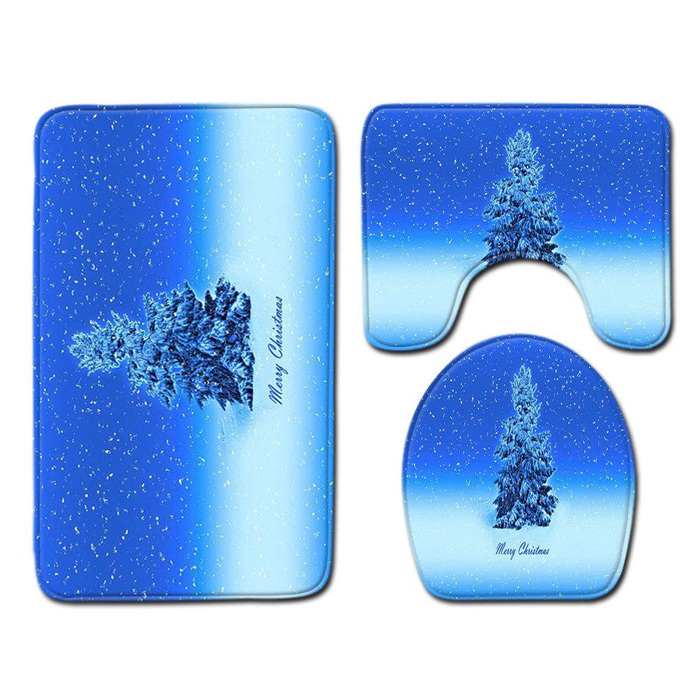 Christmas Bathroom Floor Mat Toilet Three-Piece Set