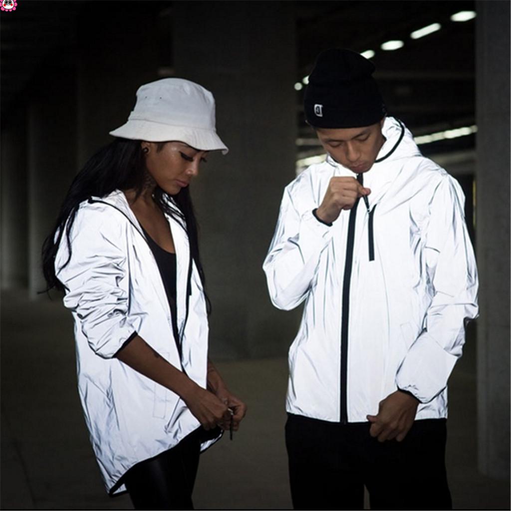 Highlight reflective clothing men's bright silver luminous fluorescent clothing jacket luminous outdoor cycling jacket
