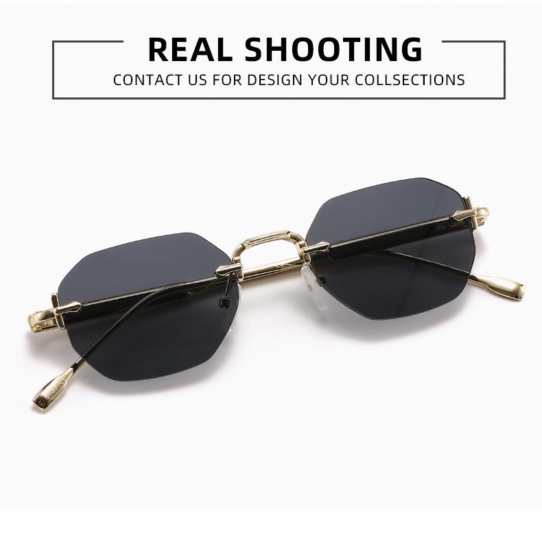 Sleek Rimless Cut-Edge Sunglasses - Stylish Women's Street Style & Sun Protection