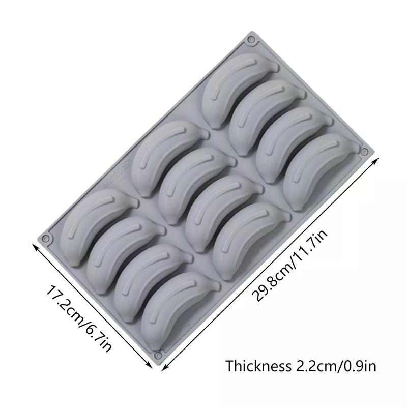 12-Zellen Bananen-Design Lebensmittelqualität Silikon Kuchenformen Frucht-Mousse Kuchenform Dessert Antihaft Backwerkzeuge Küche Backformen