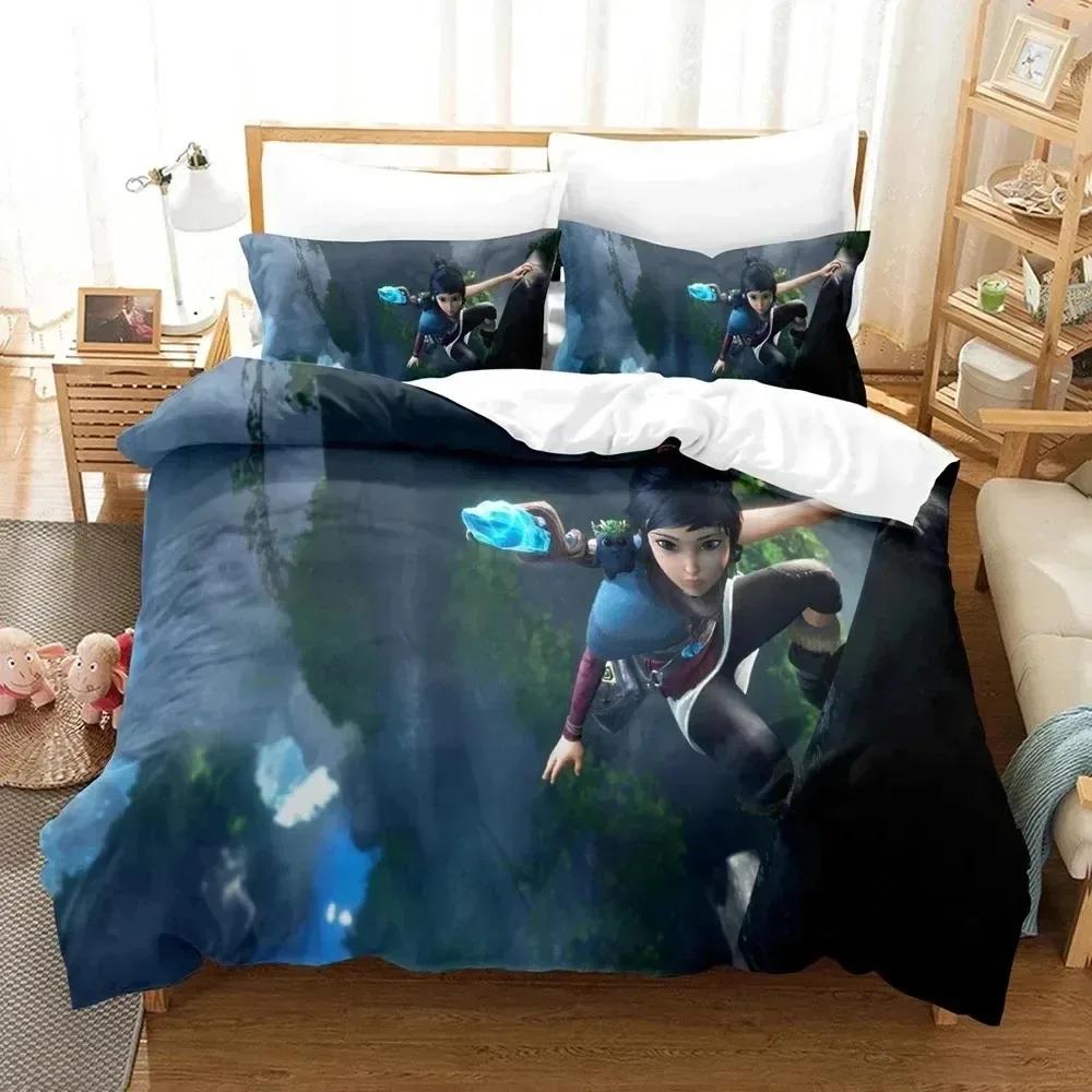 3D Anime Gra Bridge Spirits Kena Pościel Zestaw Poszewka na Kołdrę Zestaw Pościeli Poszewka na Kołdrę Poszewka na Poduszkę Kołdra Rozmiar King Queen Chłopcy Dorośli
