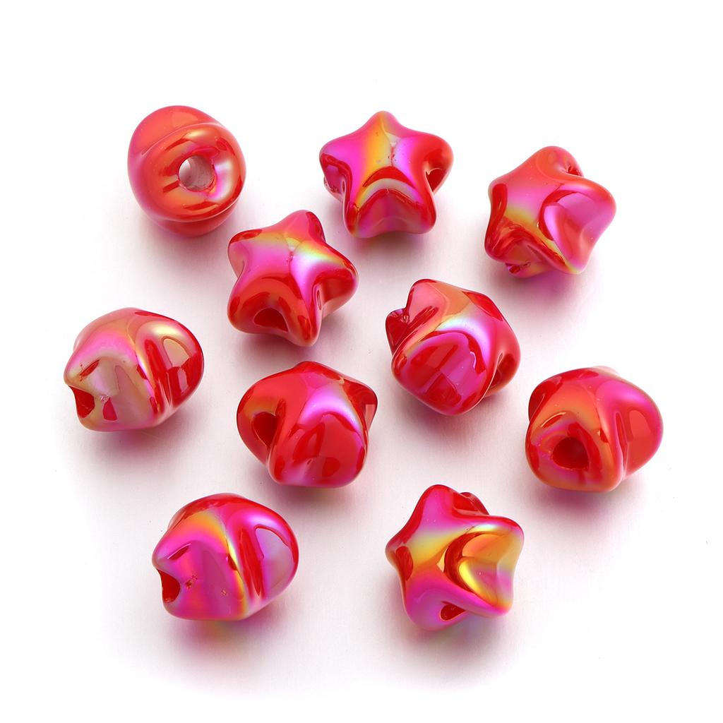 10pcs/lot Plated Color Acrylic Star Beads Loose Spacer Pentagram Beads For DIY Charms Bracelet Phone Chains Jewelry Accessories