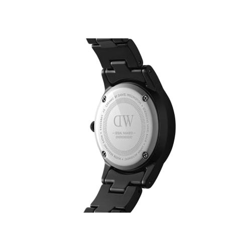 [Official Shop/2-Year Warranty/Official Import] Daniel Wellington DW Women's Iconic Link Ceramic 32mm Watch, Stylish Brand, Ceramic, Black and Silver,