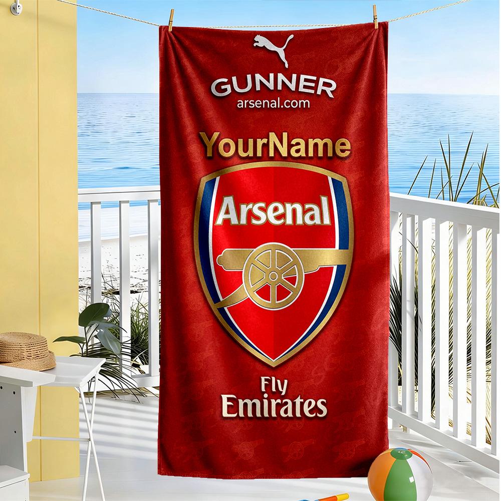 Arsenal Personalized Name Beach Towel Quick-Dry Soft Microfiber